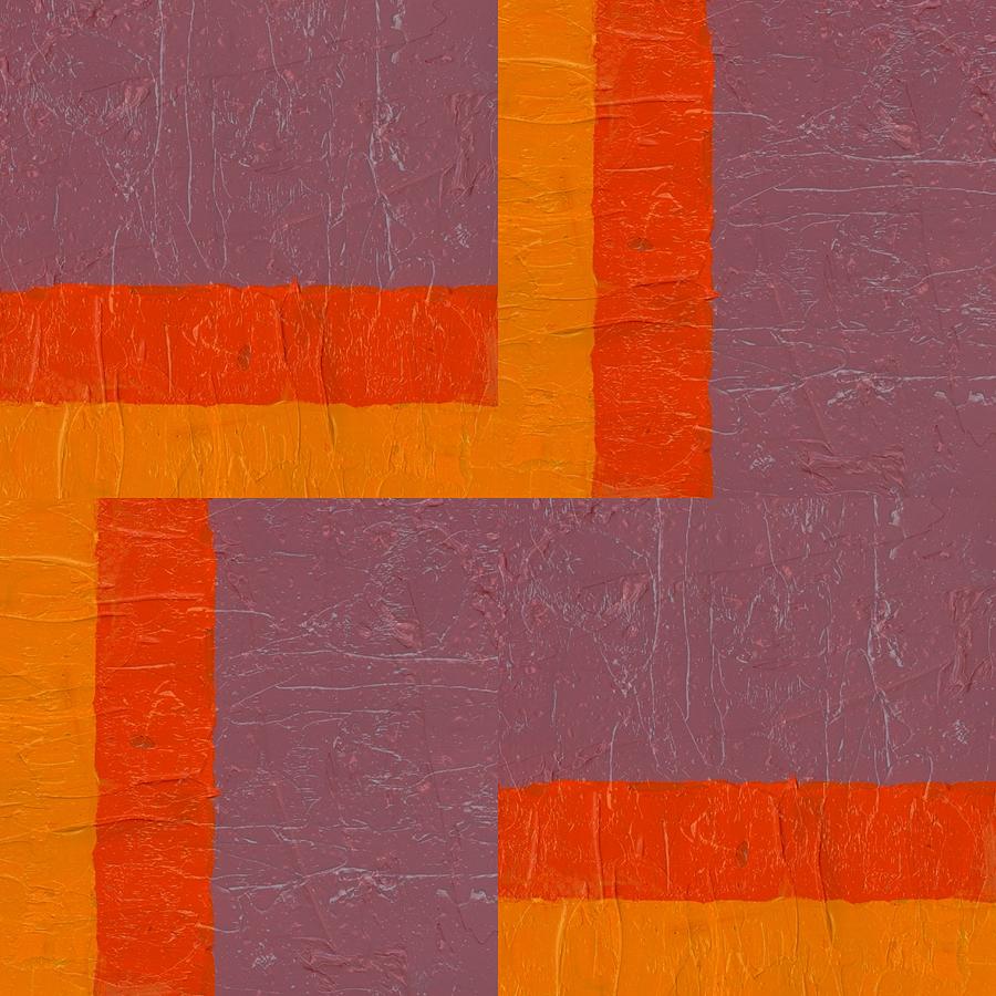 Purple and Orange Square Study Painting by Michelle Calkins