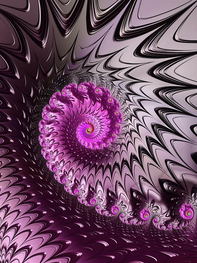 Purple and pink fractal spiral full of energy Digital Art by Matthias Hauser