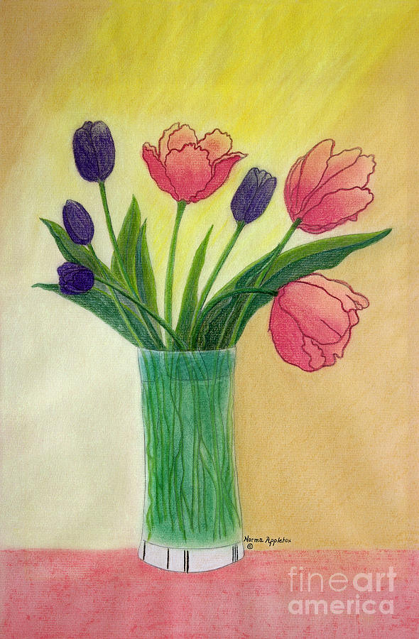 Purple and Pink Tulips Painting by Norma Appleton
