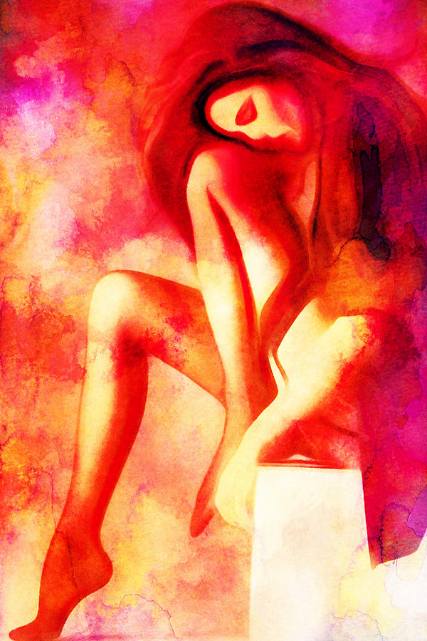 Purple and Red Woman Digital Art by Andrea Barbieri