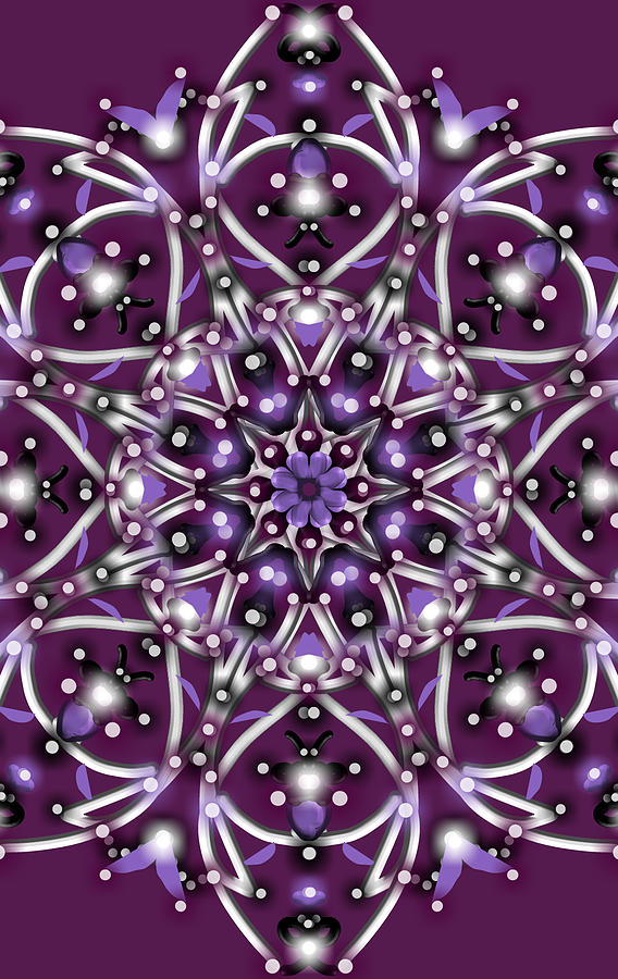 Purple and Violet Floral Shield Digital Art by Kelli Ann Dietz