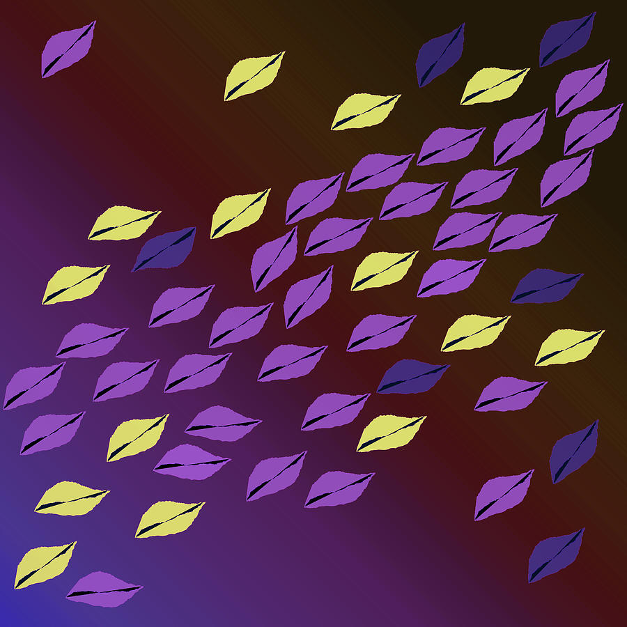 Purple and Yellow Leaf Pattern Digital Art by Mary Bedy