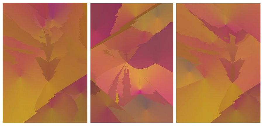 Purple Arrow Triptych Digital Art by Julia Woodman