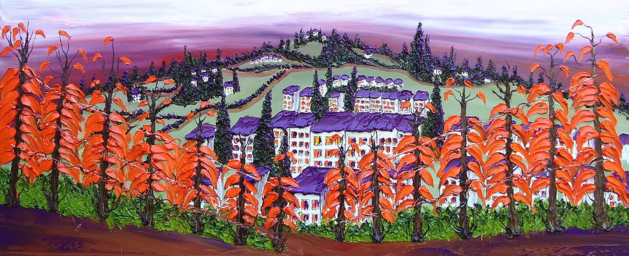 Tuscany Vineyards Painting - Purple Autumn OF Tuscany 3 by James Dunbar
