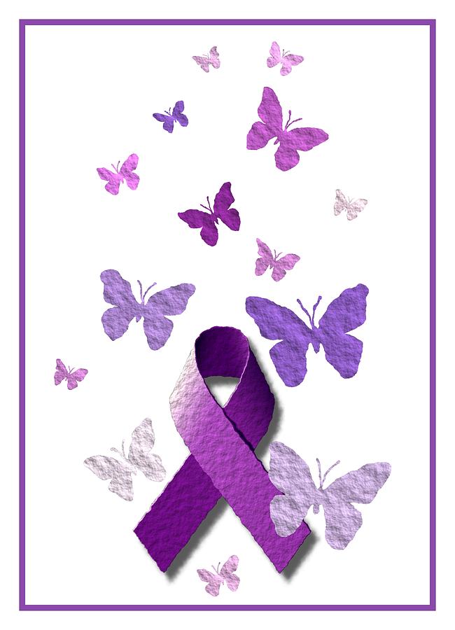 Butterfly Digital Art - Purple Awareness Ribbon by Alondra Hanley