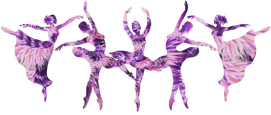 Purple Ballerinas Silhouettes  Painting by Irina Sztukowski