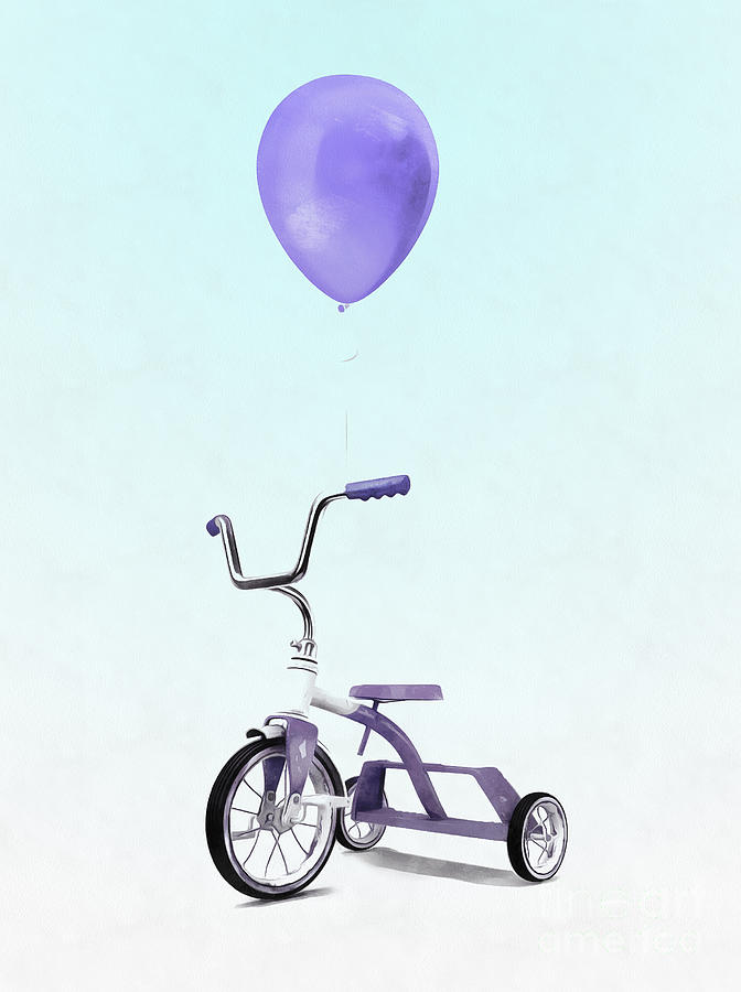 Purple Balloon Purple Tricycle Digital Art by Edward Fielding