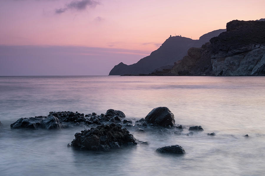 Sunset Photograph - Purple beach at Half Moon by Guido Montanes Castillo