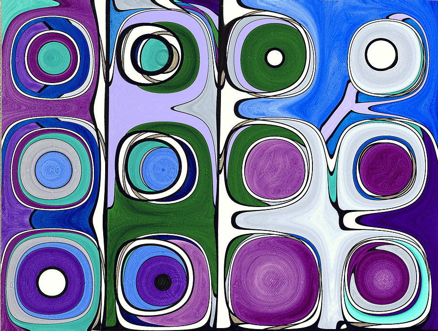 Purple Blue and Green Circles Digital Art by Patty Vicknair