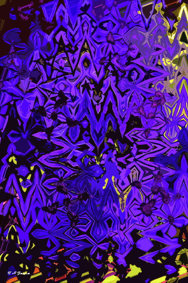 Purple Blue Flower Abstract Digital Art by Tom Janca