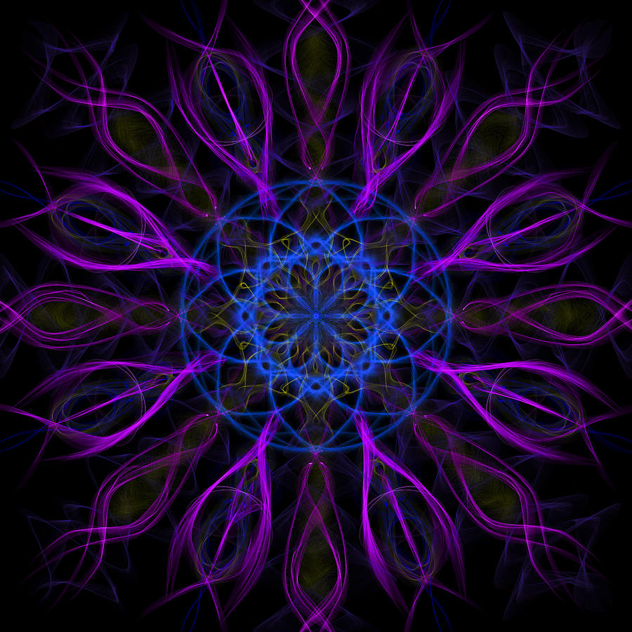 Purple Blue Kaleidoscope Square Digital Art by Adam Romanowicz