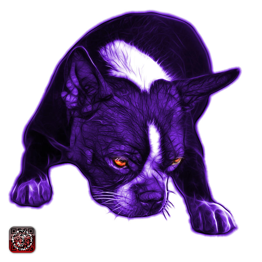 Purple Boston Terrier Art - 8384 - WB Mixed Media by James Ahn