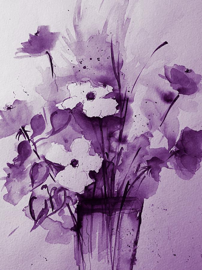 Purple Bouquet Mixed Media by Britta Zehm
