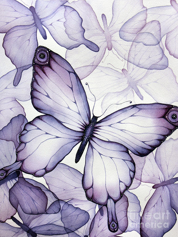 Purple Painting - Purple Butterflies by Christina Meeusen