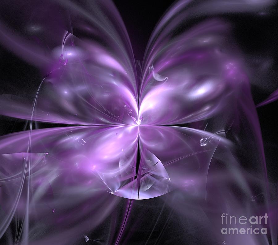 Abstract Digital Art - Purple Butterfly by Kim Sy Ok