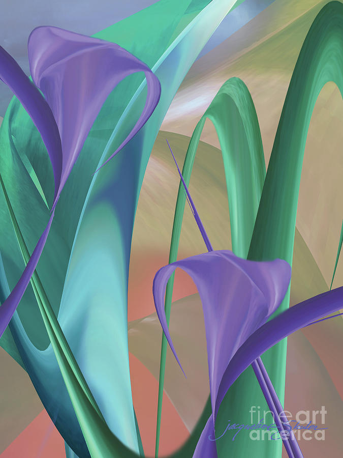 Purple Calla Lilies Digital Art by Jacqueline Shuler