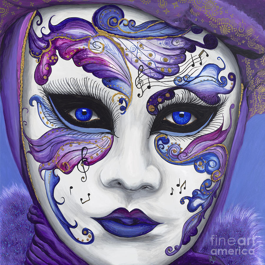 Purple Carnival Mask  Painting by Patty Vicknair