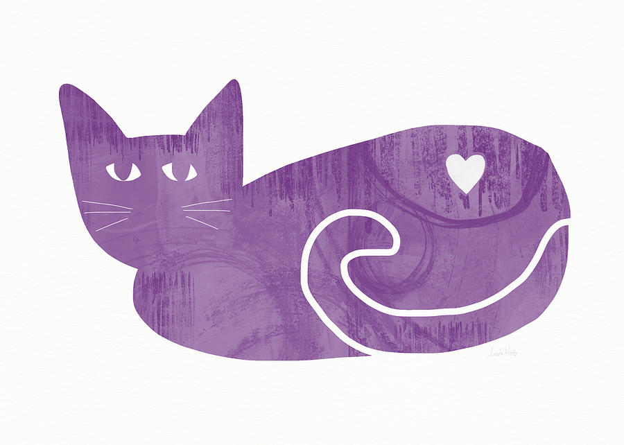 Purple Cat- Art by Linda Woods Painting by Linda Woods