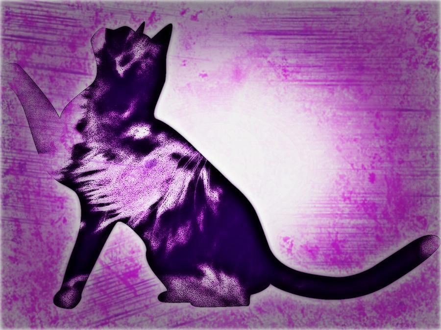 Purple Cat Silhouette Digital Art by Brenda Plyer - Fine Art America