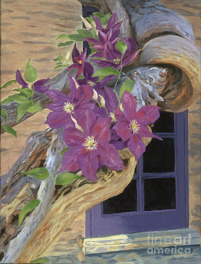 Purple Clematis Painting by Lynne Reichhart