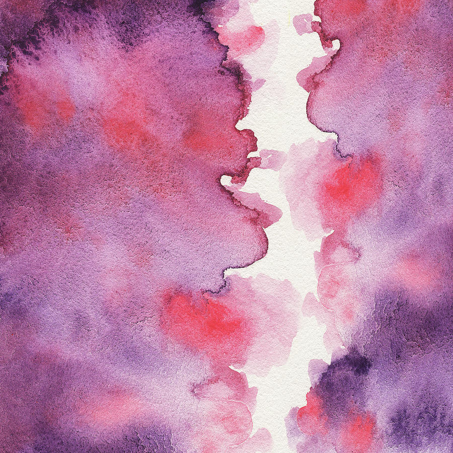 Purple Clouds Abstract Watercolor Painting by Irina Sztukowski