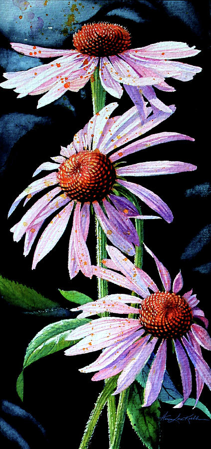 Purple Cone Flowers 1 Painting by Hanne Lore Koehler