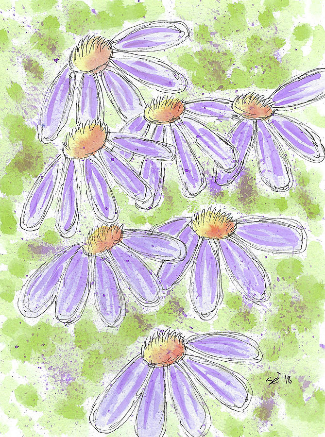 Purple Cone Flowers Painting by Susan Campbell