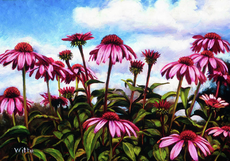 Purple Coneflowers Painting by Marie Witte