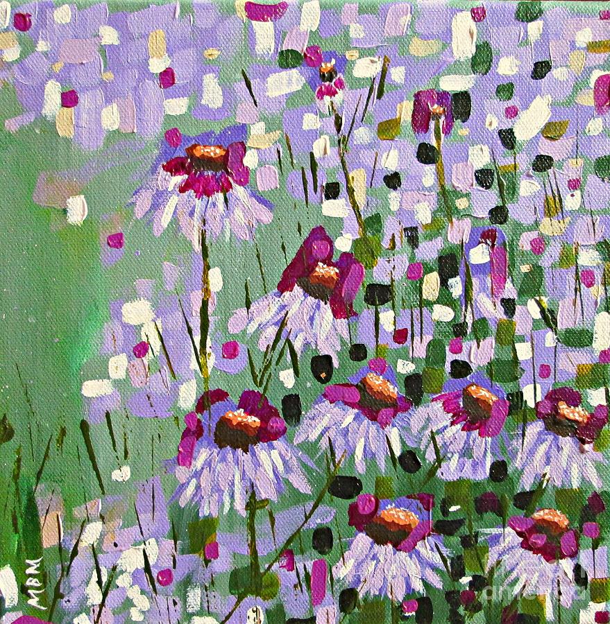 Purple Coneflowers Painting by Mary Mirabal