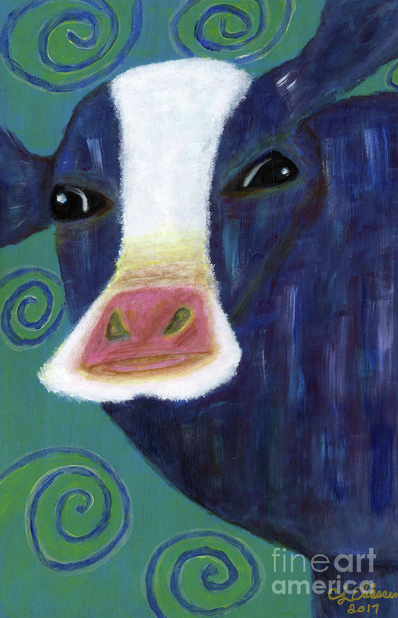 Santa Cow Painting by Carol Eliassen