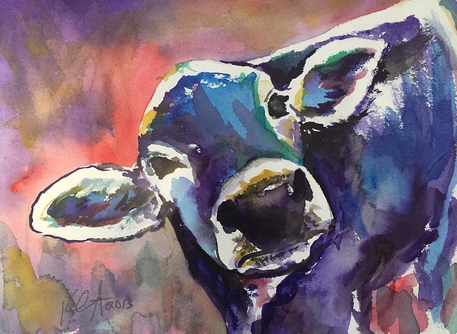 cute purple cow painting 