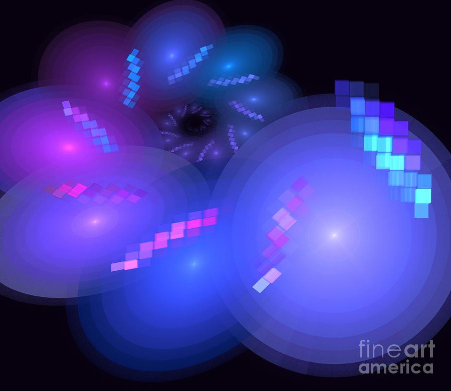Abstract Digital Art - Purple Cube Nautilus by Kim Sy Ok