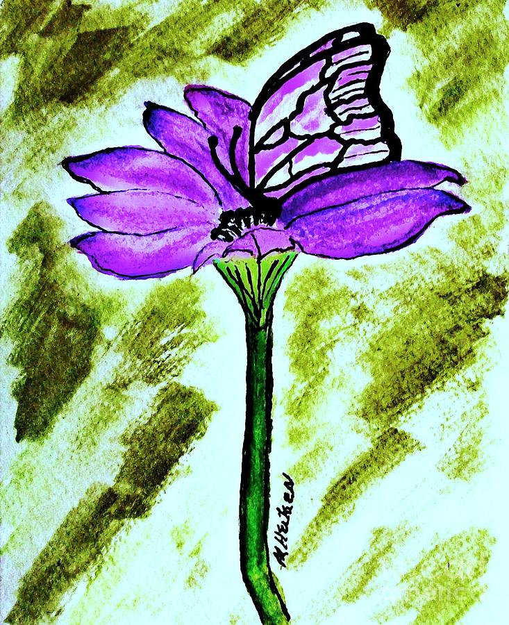 Purple Daisy with a Freind Painting by Marsha Heiken