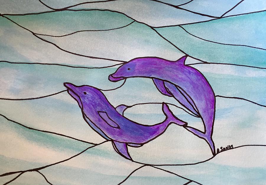 Purple Dolphin Abstract Painting by Anne Sands