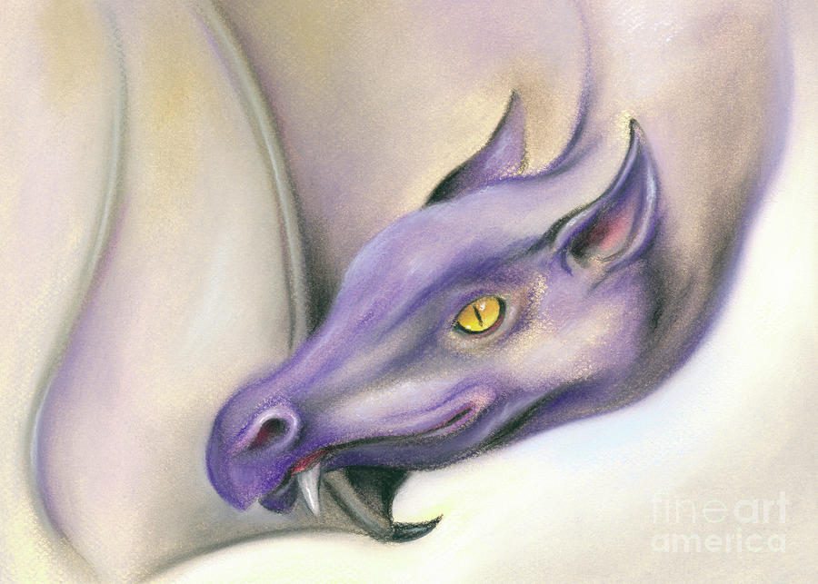 Dragon Painting - Purple Dragon on the Wing by MM Anderson