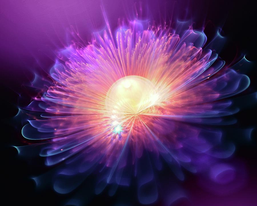 Purple dreamy flower Digital Art by Lilia S