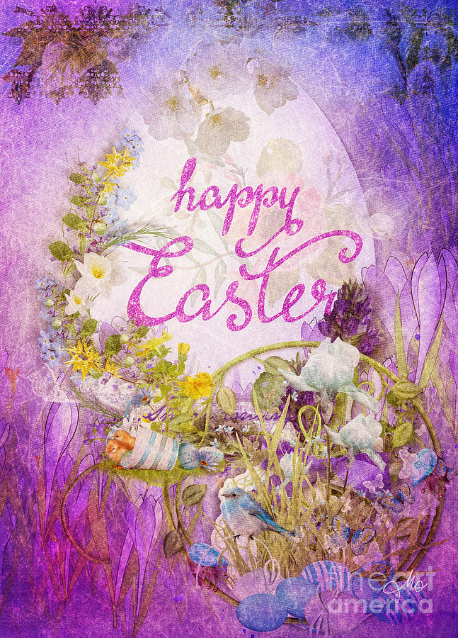Purple Easter Painting by Mo T