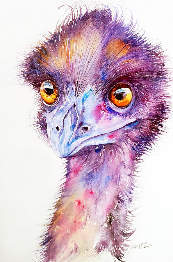Purple Emu Painting by Arti Chauhan