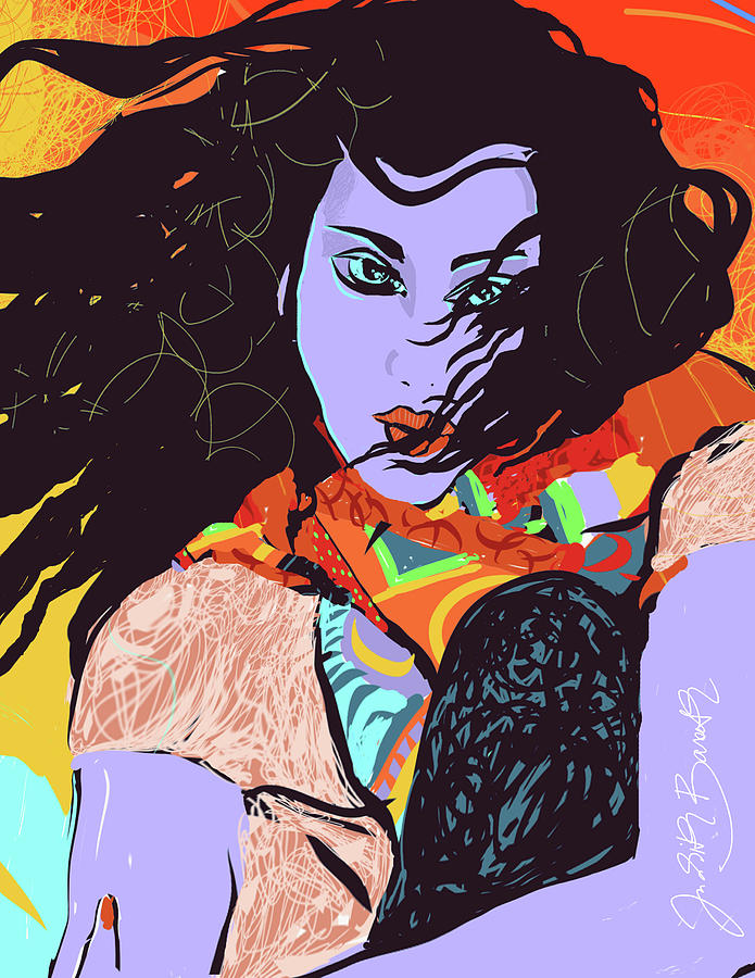 Purple Face Girl Digital Art by Judith Barath
