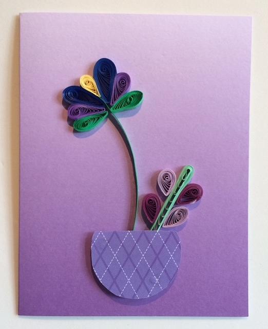 Flowers Still Life Photograph - Purple Flower quilled greeting card by Gay Dallek
