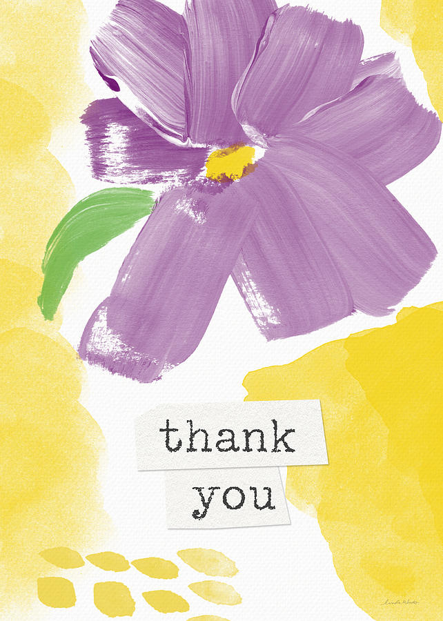 Purple Flower Thank You Card- Art by Linda Woods Painting by Linda Woods