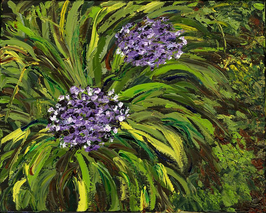 Purple Flowers Painting by Alice Faber