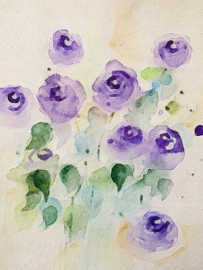 Purple Flowers Art Mixed Media by Britta Zehm