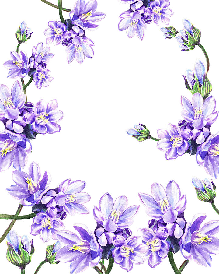 Purple Flowers Botanical Swirl  Painting by Irina Sztukowski