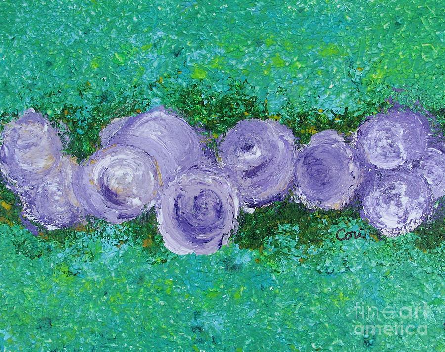 Purple Flowers Painting by Corinne Carroll