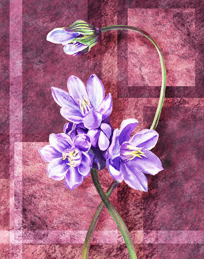 Purple Flowers Decor Painting by Irina Sztukowski