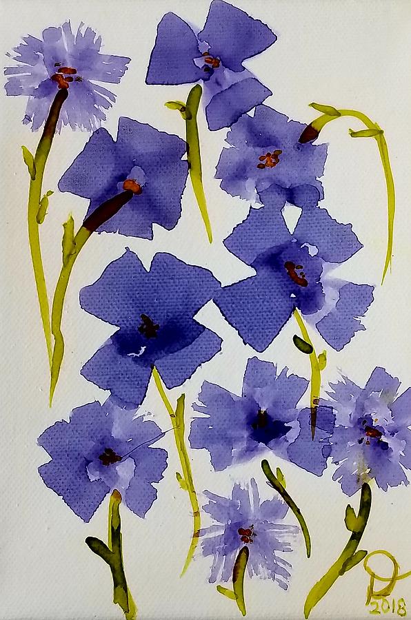 Purple Flowers Painting by Donna Perry