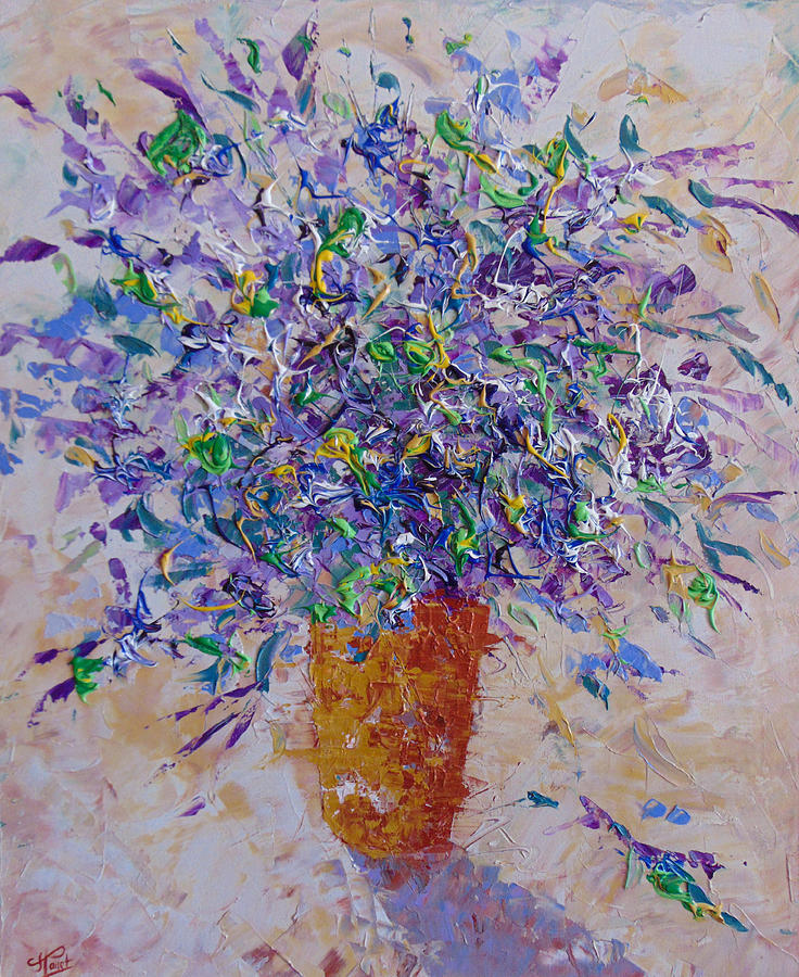 Purple flowers Painting by Frederic Payet