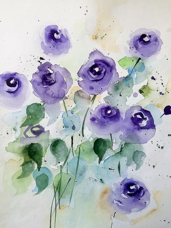Purple Flowers Garden Painting by Britta Zehm
