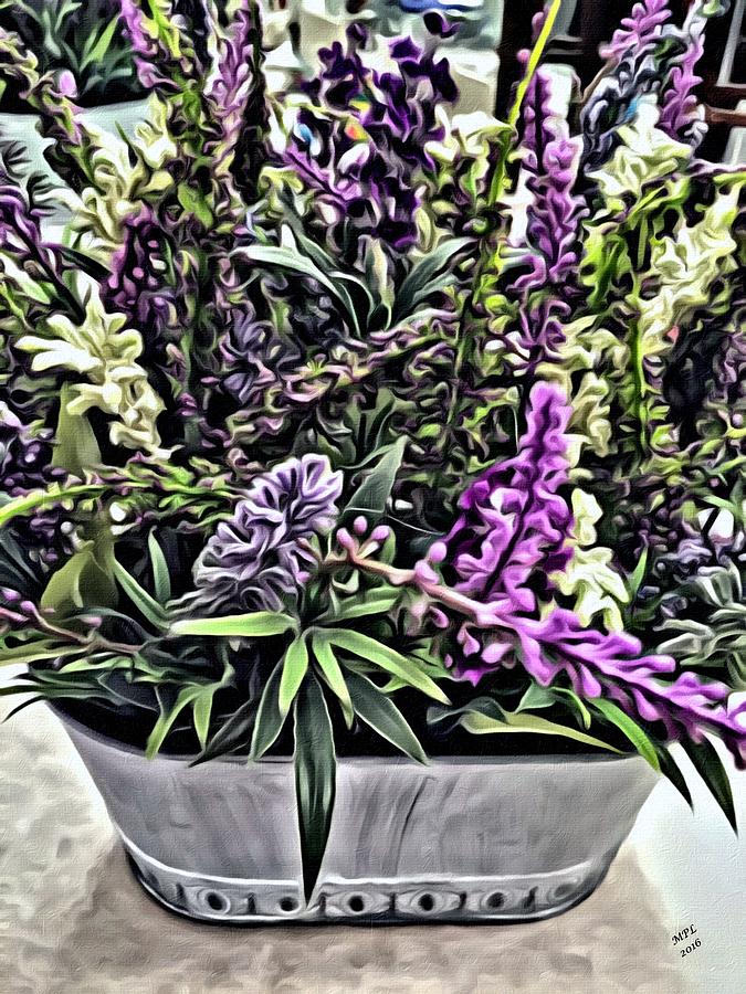 Purple Flowers In Bloom Painting by Marian Lonzetta